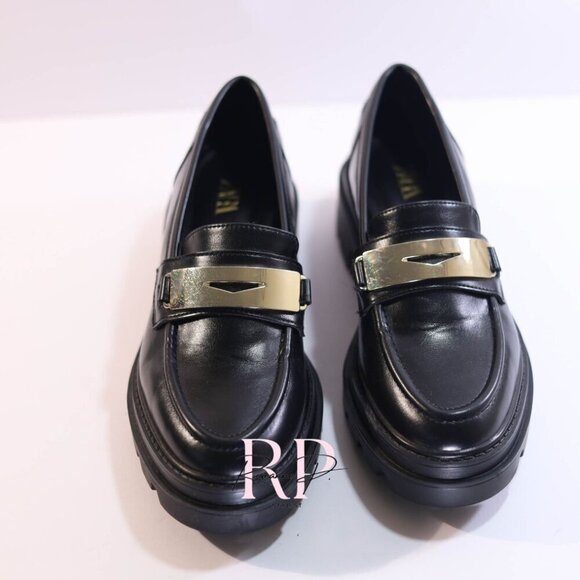 Zara Women lug sole faux leather loafers SZ 37 NWOT - Picture 7 of 7